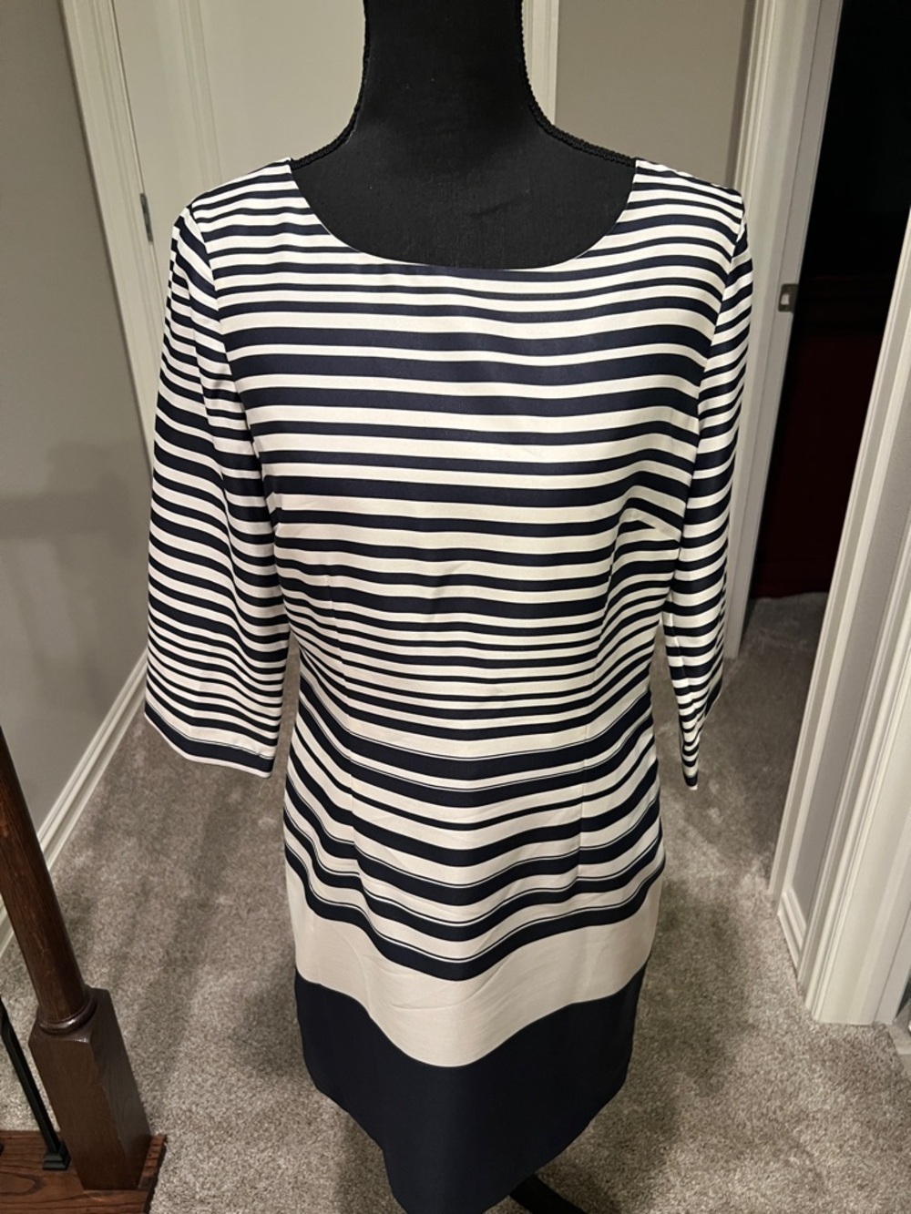 The Limited Navy and White Striped Boatneck Mini Dress